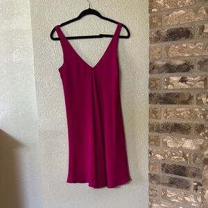 Amanda Uprichard Magenta Slip Dress with V-Neck